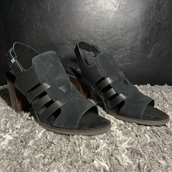 NIB TOMS Majorca Caged Slingback Leather Sandals - Picture 3 of 8